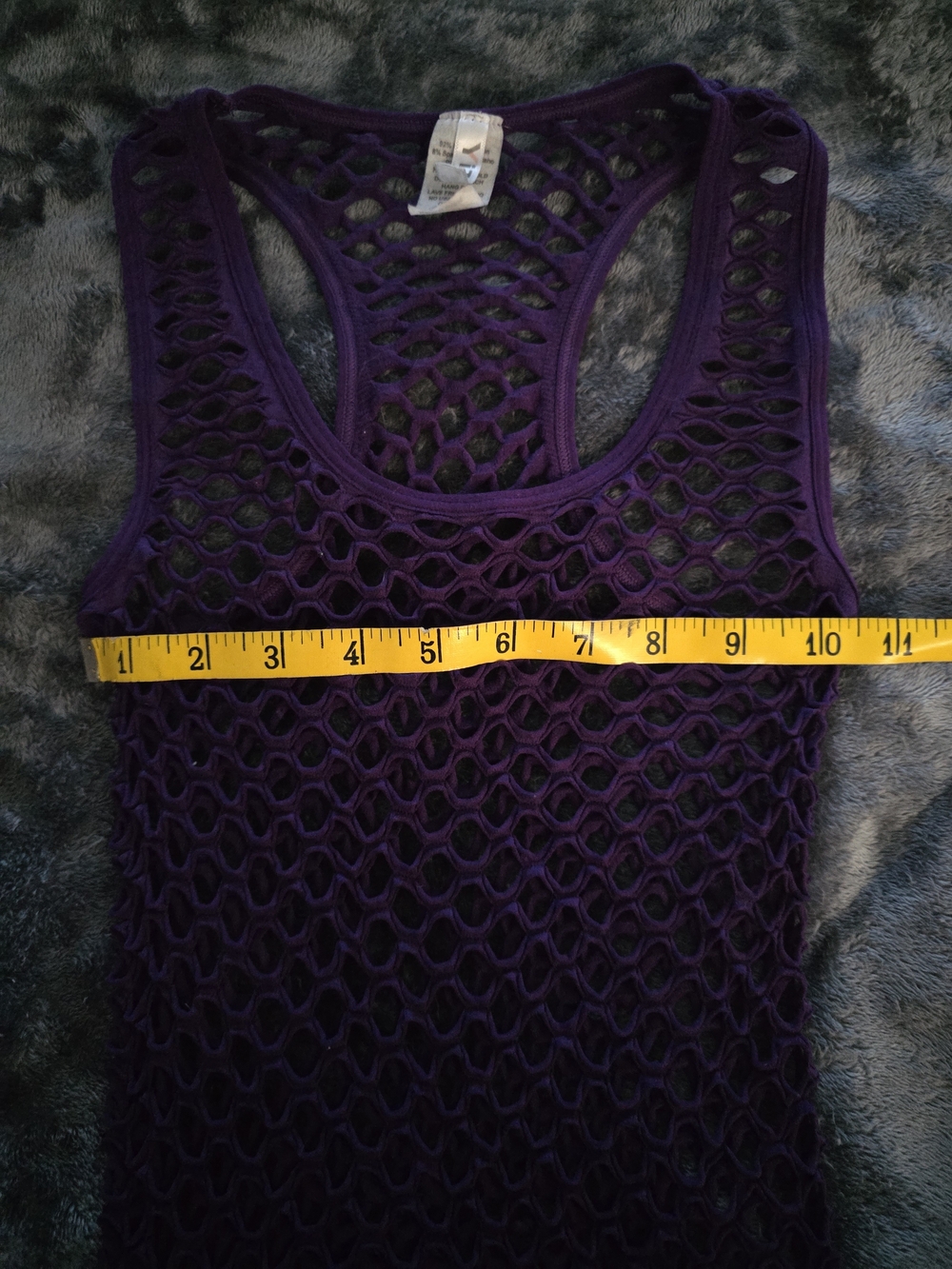 Purple Fishnet Lazer Cut Racerback Tank Top OSFM - Picture 5 of 5